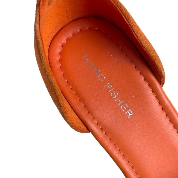 MARC FISHER ZARNA ORANGE SUEDE PLATFORM ANKLE STRAP ESPADRILLE WEDGE HEELS - Picture 13 of 13